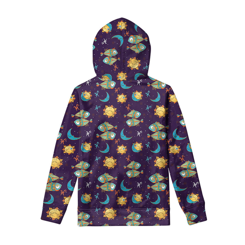 Cute Cartoon Pisces Pattern Print Pullover Hoodie