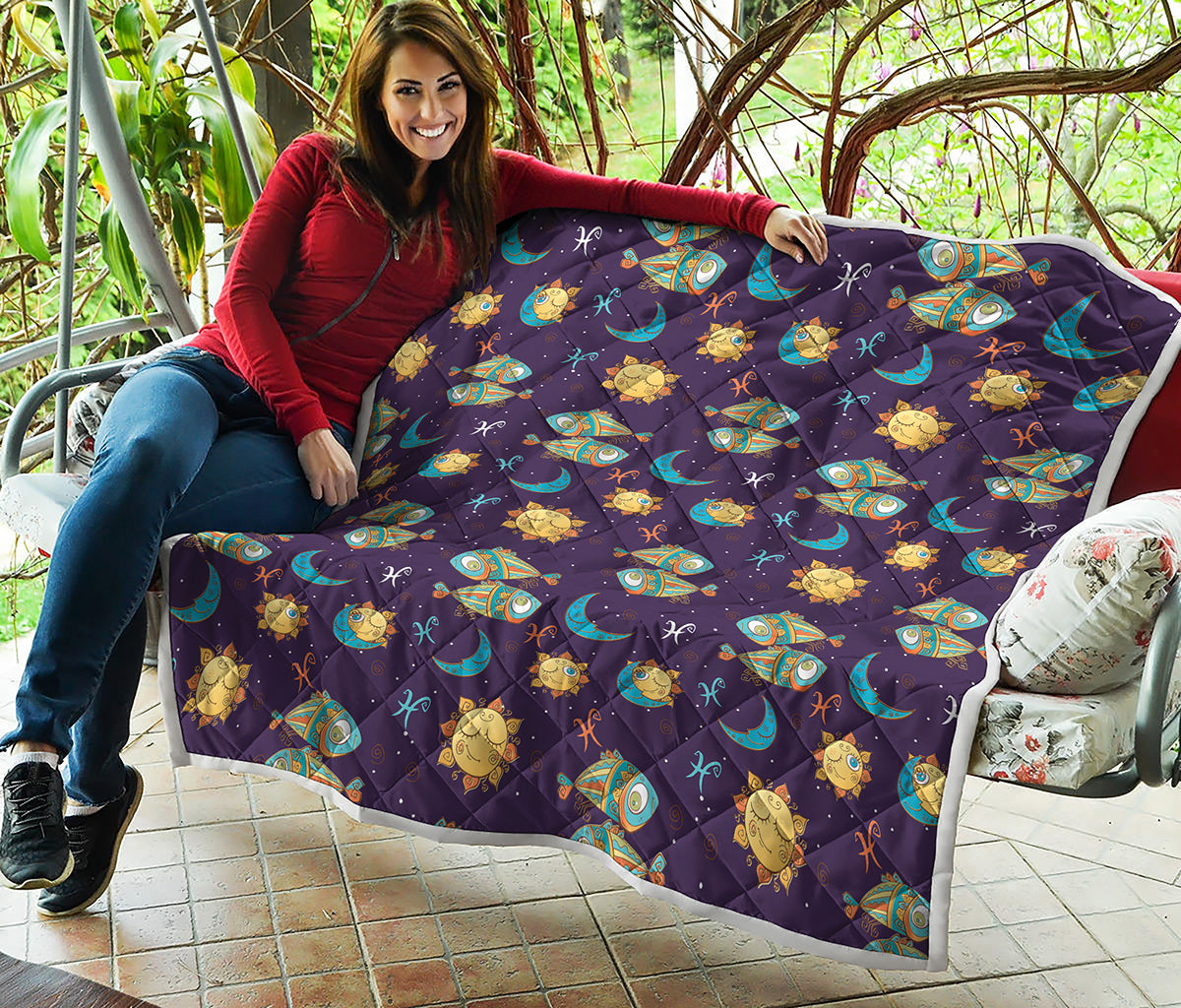 Cute Cartoon Pisces Pattern Print Quilt