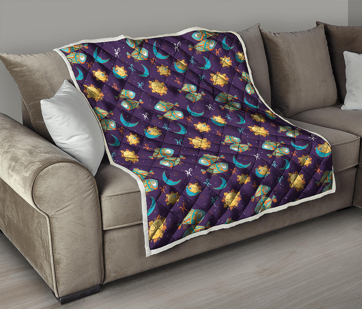 Cute Cartoon Pisces Pattern Print Quilt
