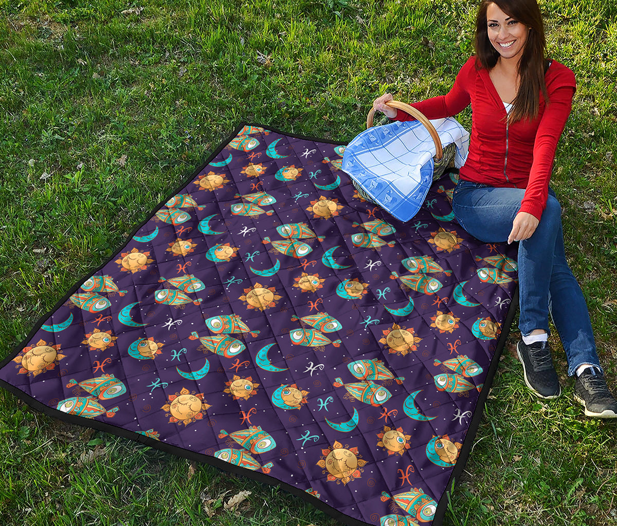 Cute Cartoon Pisces Pattern Print Quilt