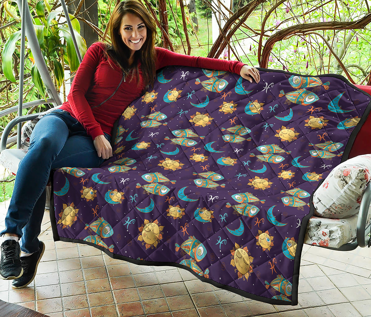 Cute Cartoon Pisces Pattern Print Quilt