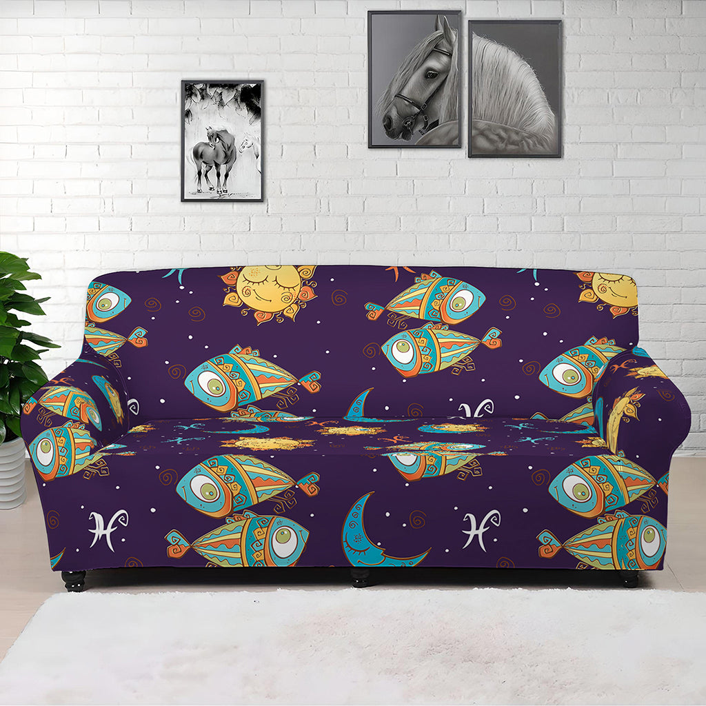 Cute Cartoon Pisces Pattern Print Sofa Cover