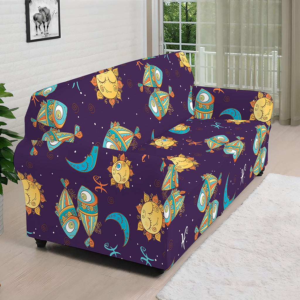 Cute Cartoon Pisces Pattern Print Sofa Cover