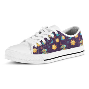 Cute Cartoon Pisces Pattern Print White Low Top Shoes