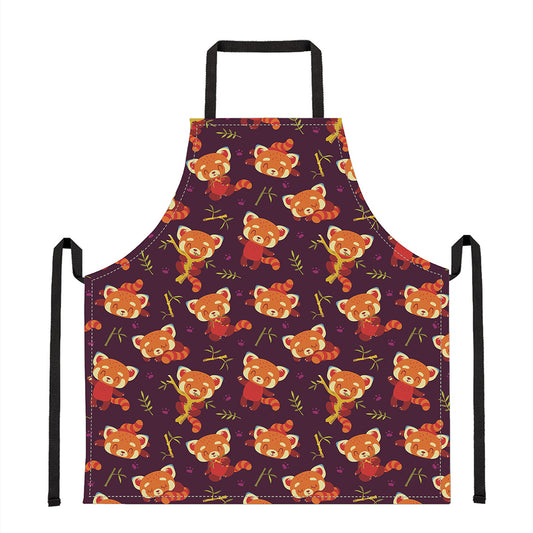 Cute Cartoon Red Panda Pattern Print Apron