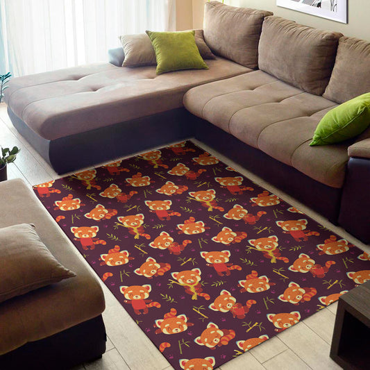 Cute Cartoon Red Panda Pattern Print Area Rug