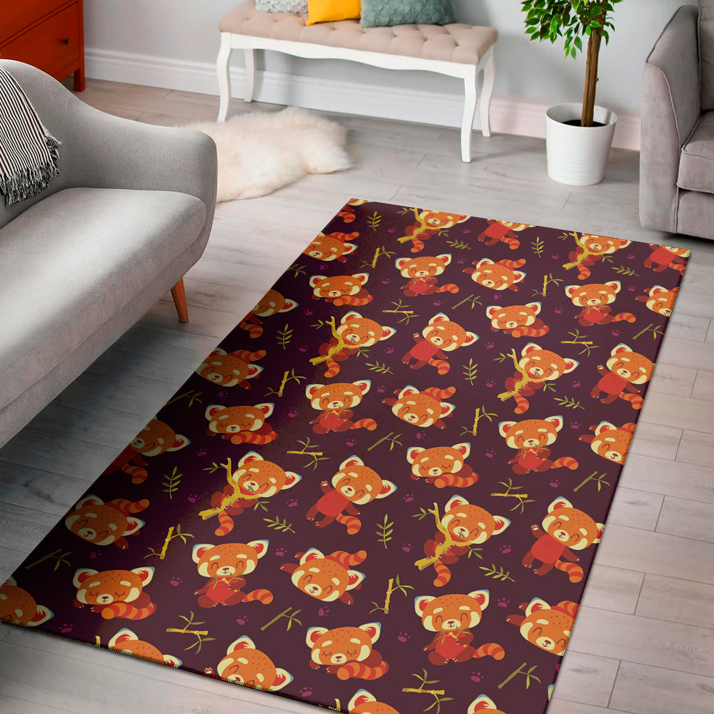 Cute Cartoon Red Panda Pattern Print Area Rug