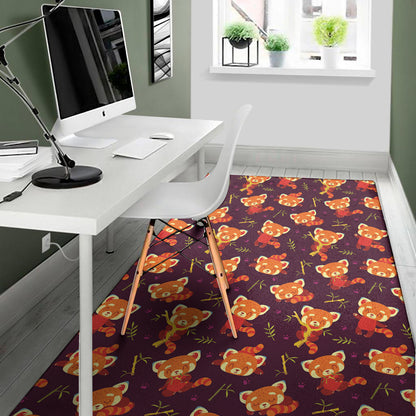 Cute Cartoon Red Panda Pattern Print Area Rug