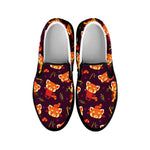 Cute Cartoon Red Panda Pattern Print Black Slip On Shoes