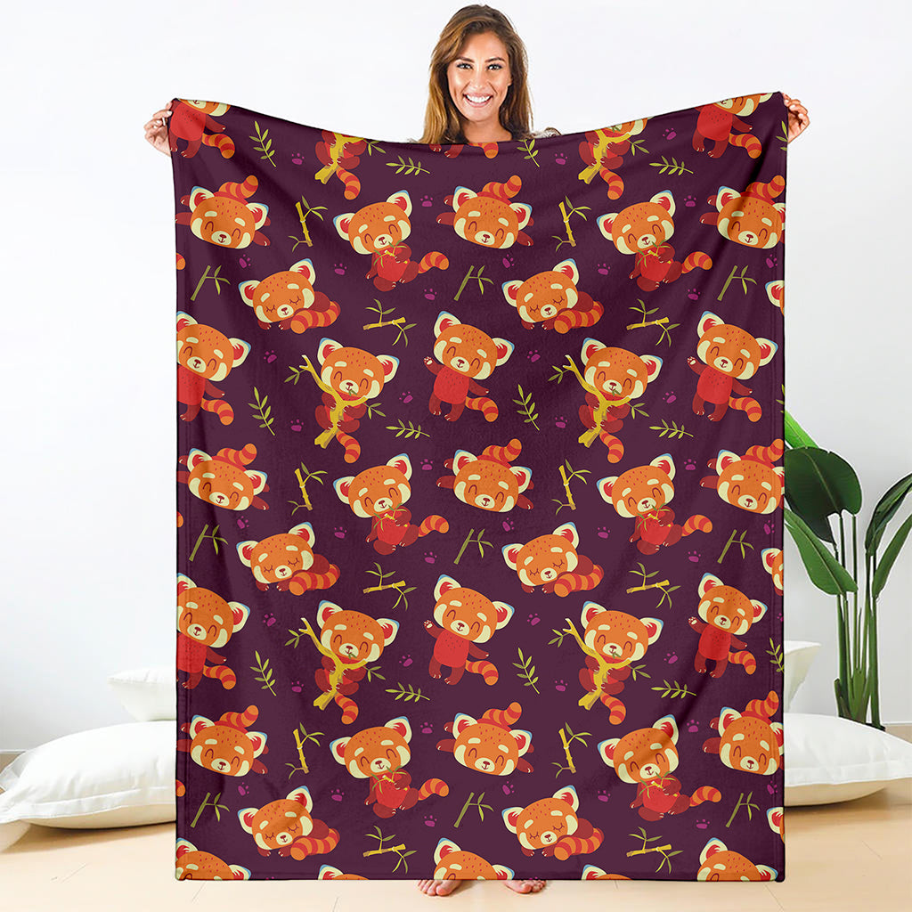 Cute Cartoon Red Panda Pattern Print Blanket