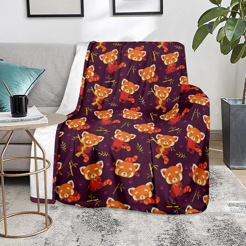 Cute Cartoon Red Panda Pattern Print Blanket