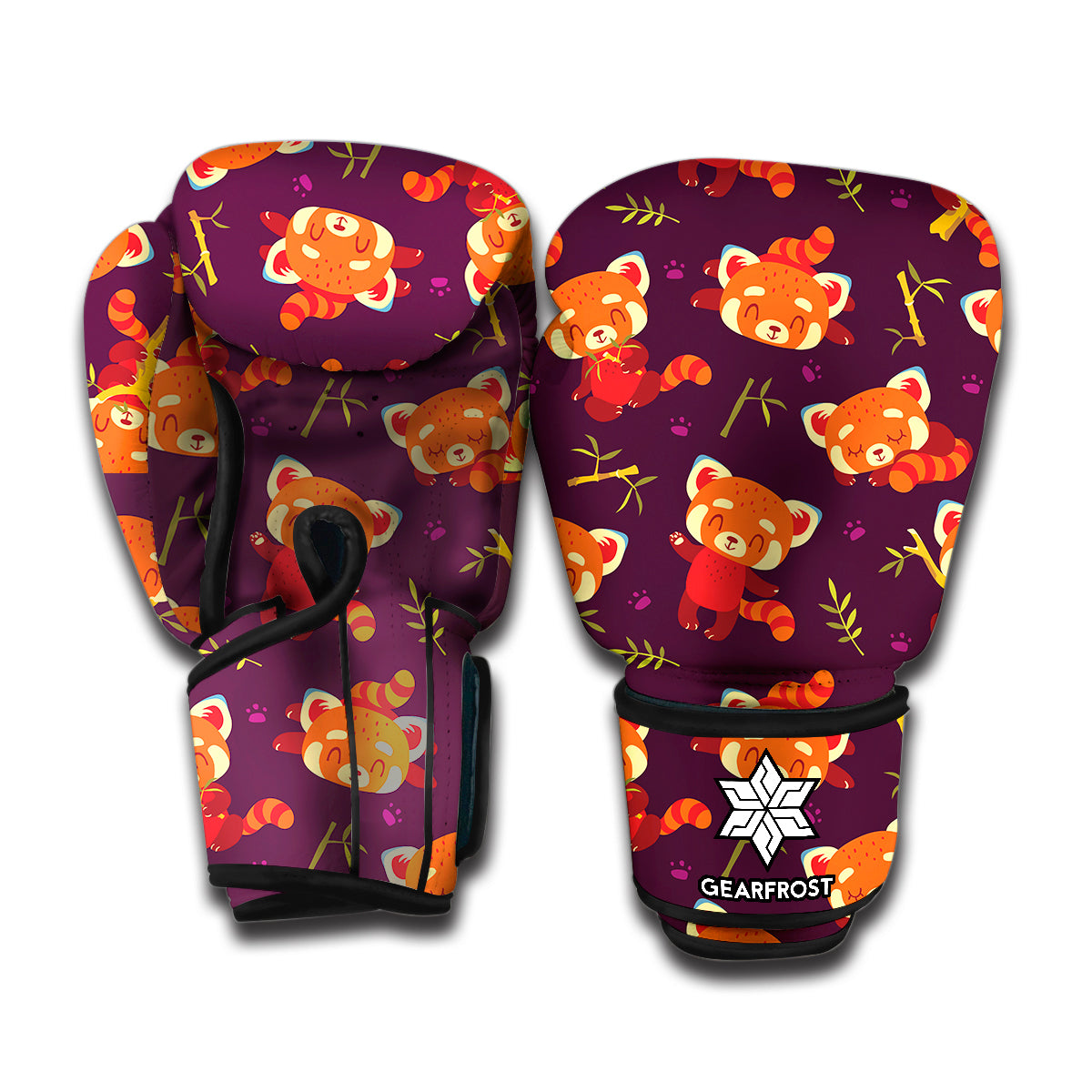 Cute Cartoon Red Panda Pattern Print Boxing Gloves