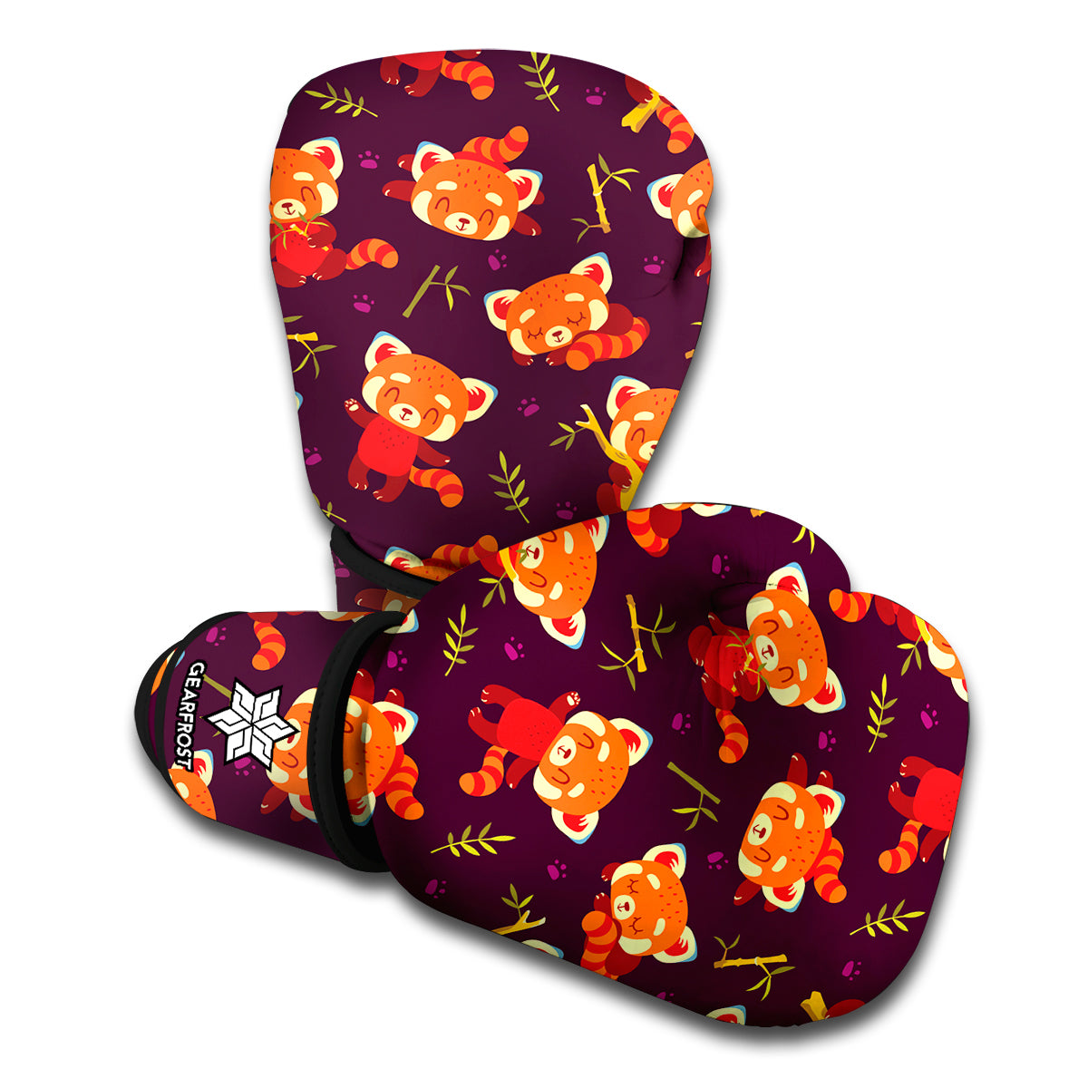 Cute Cartoon Red Panda Pattern Print Boxing Gloves