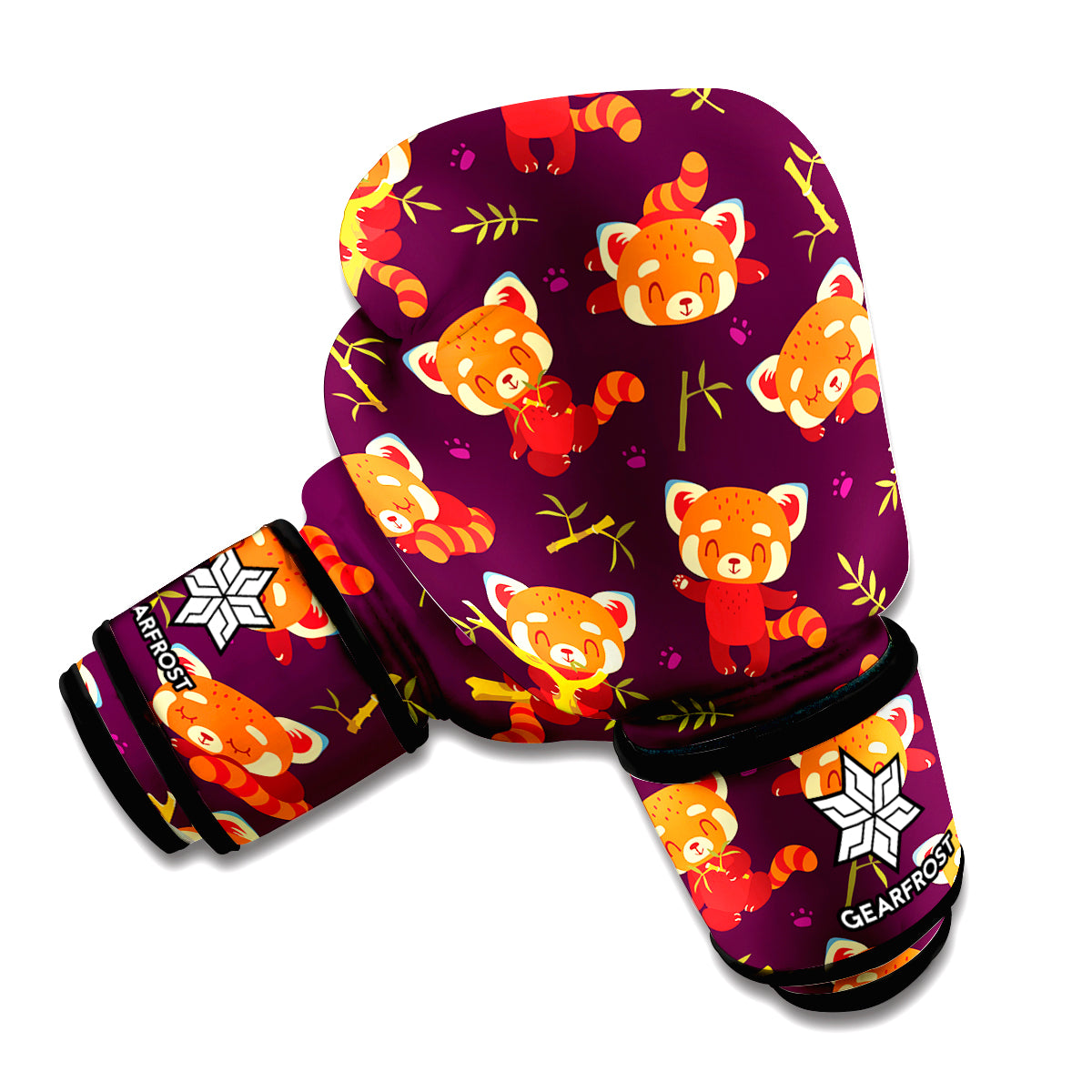 Cute Cartoon Red Panda Pattern Print Boxing Gloves