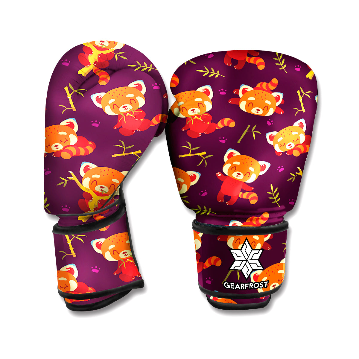 Cute Cartoon Red Panda Pattern Print Boxing Gloves
