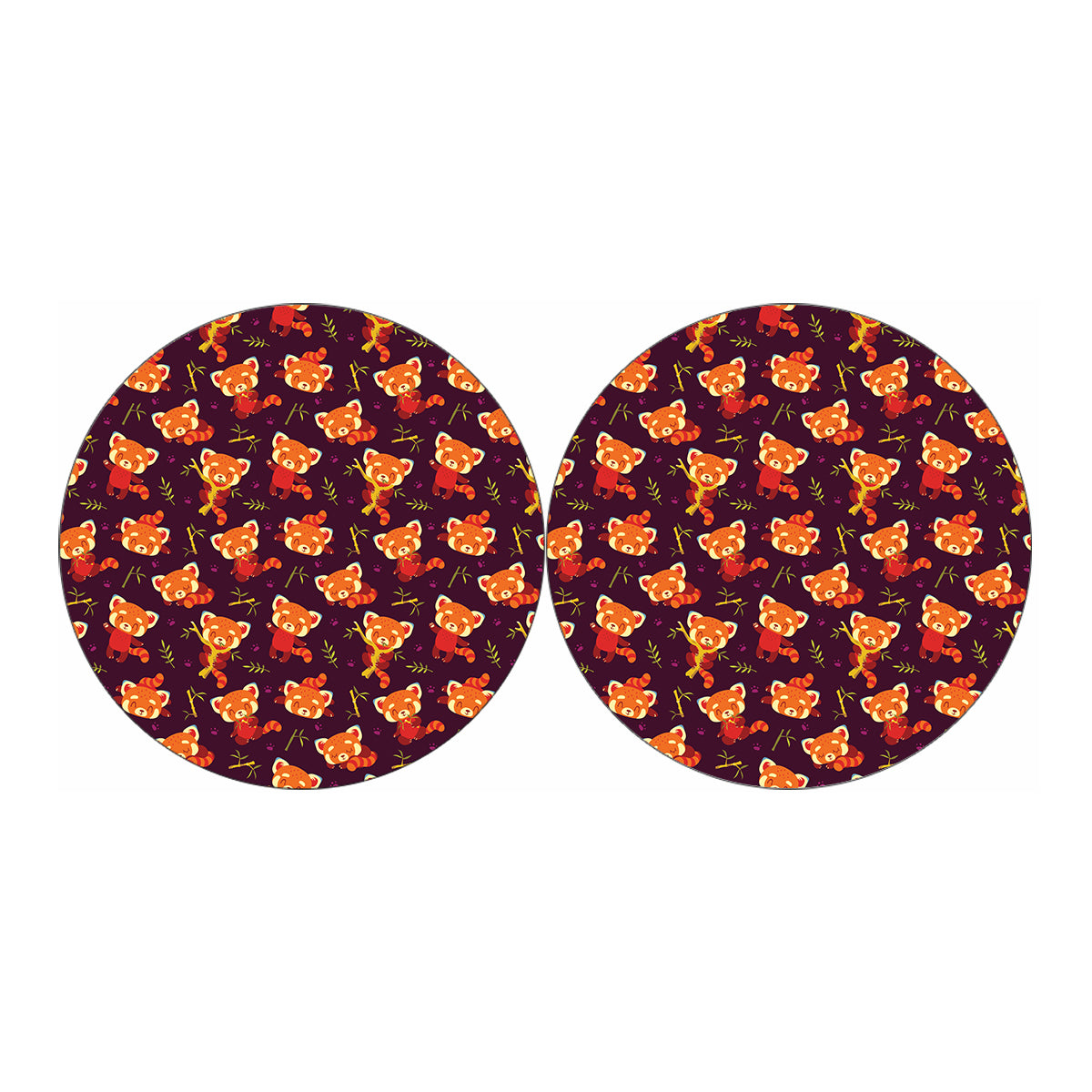 Cute Cartoon Red Panda Pattern Print Car Coasters