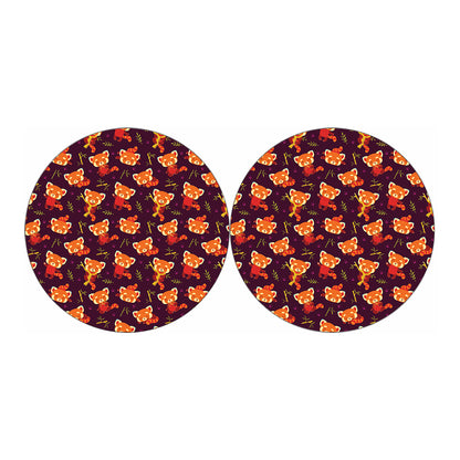 Cute Cartoon Red Panda Pattern Print Car Coasters