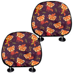 Cute Cartoon Red Panda Pattern Print Car Headrest Covers