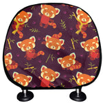 Cute Cartoon Red Panda Pattern Print Car Headrest Covers