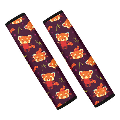 Cute Cartoon Red Panda Pattern Print Car Seat Belt Covers