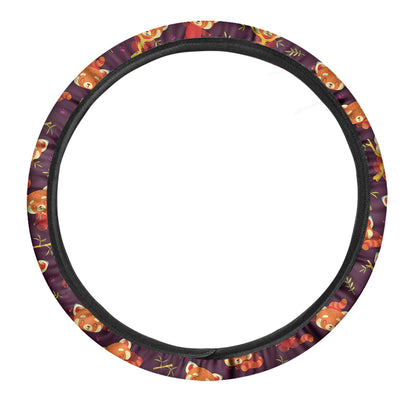 Cute Cartoon Red Panda Pattern Print Car Steering Wheel Cover