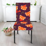 Cute Cartoon Red Panda Pattern Print Dining Chair Slipcover