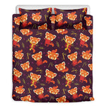Cute Cartoon Red Panda Pattern Print Duvet Cover Bedding Set