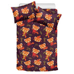 Cute Cartoon Red Panda Pattern Print Duvet Cover Bedding Set