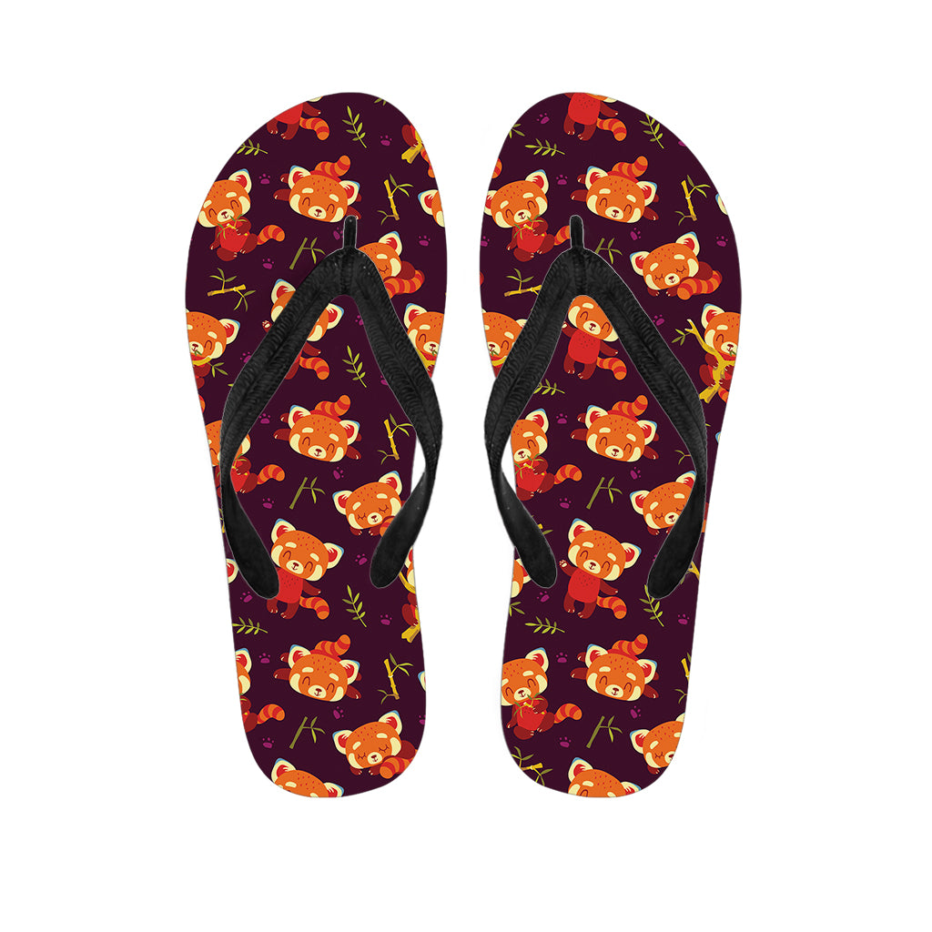 Cute Cartoon Red Panda Pattern Print Flip Flops
