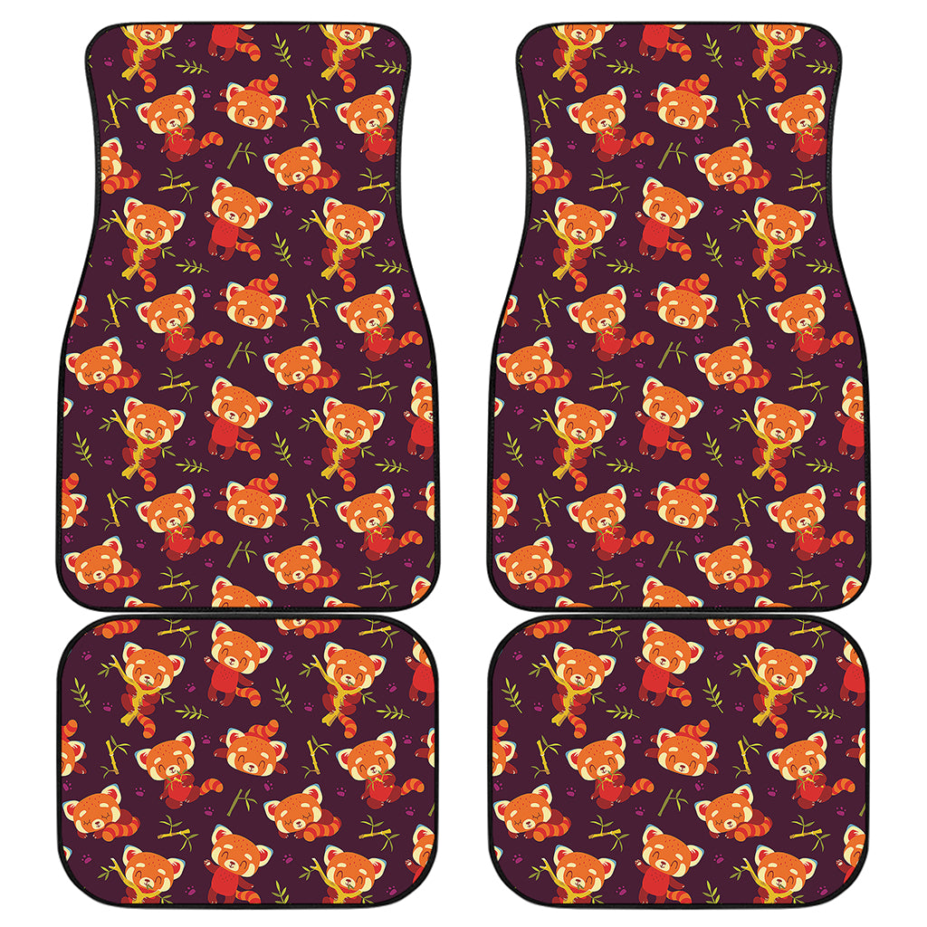 Cute Cartoon Red Panda Pattern Print Front and Back Car Floor Mats