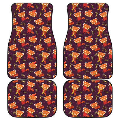 Cute Cartoon Red Panda Pattern Print Front and Back Car Floor Mats