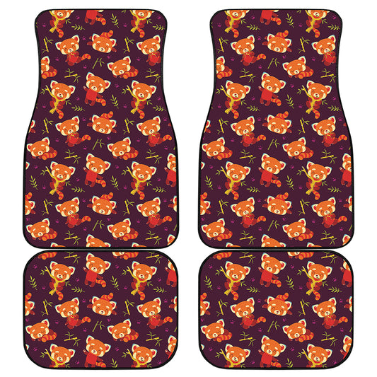 Cute Cartoon Red Panda Pattern Print Front and Back Car Floor Mats