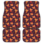 Cute Cartoon Red Panda Pattern Print Front and Back Car Floor Mats