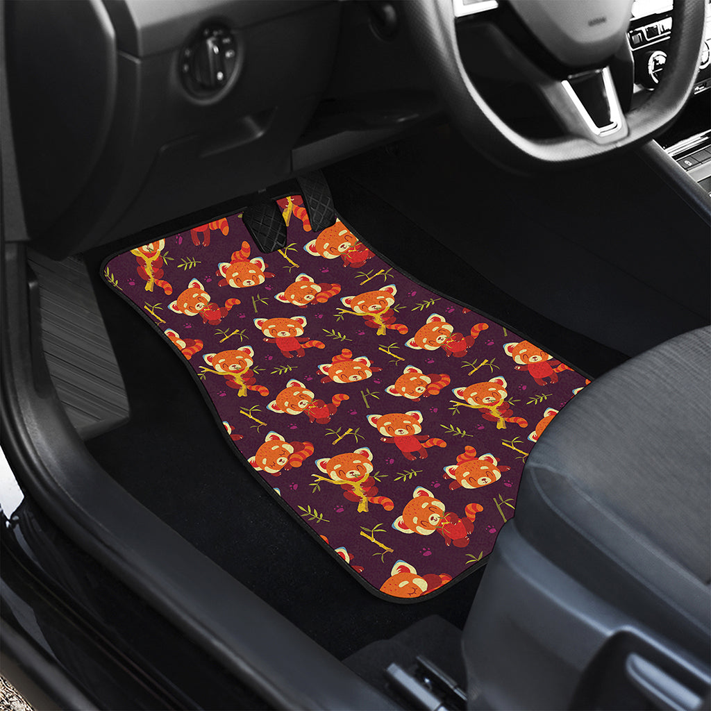 Cute Cartoon Red Panda Pattern Print Front and Back Car Floor Mats