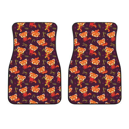 Cute Cartoon Red Panda Pattern Print Front Car Floor Mats