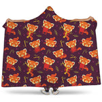 Cute Cartoon Red Panda Pattern Print Hooded Blanket