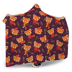 Cute Cartoon Red Panda Pattern Print Hooded Blanket