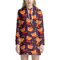 Cute Cartoon Red Panda Pattern Print Pullover Hoodie Dress