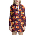 Cute Cartoon Red Panda Pattern Print Hoodie Dress