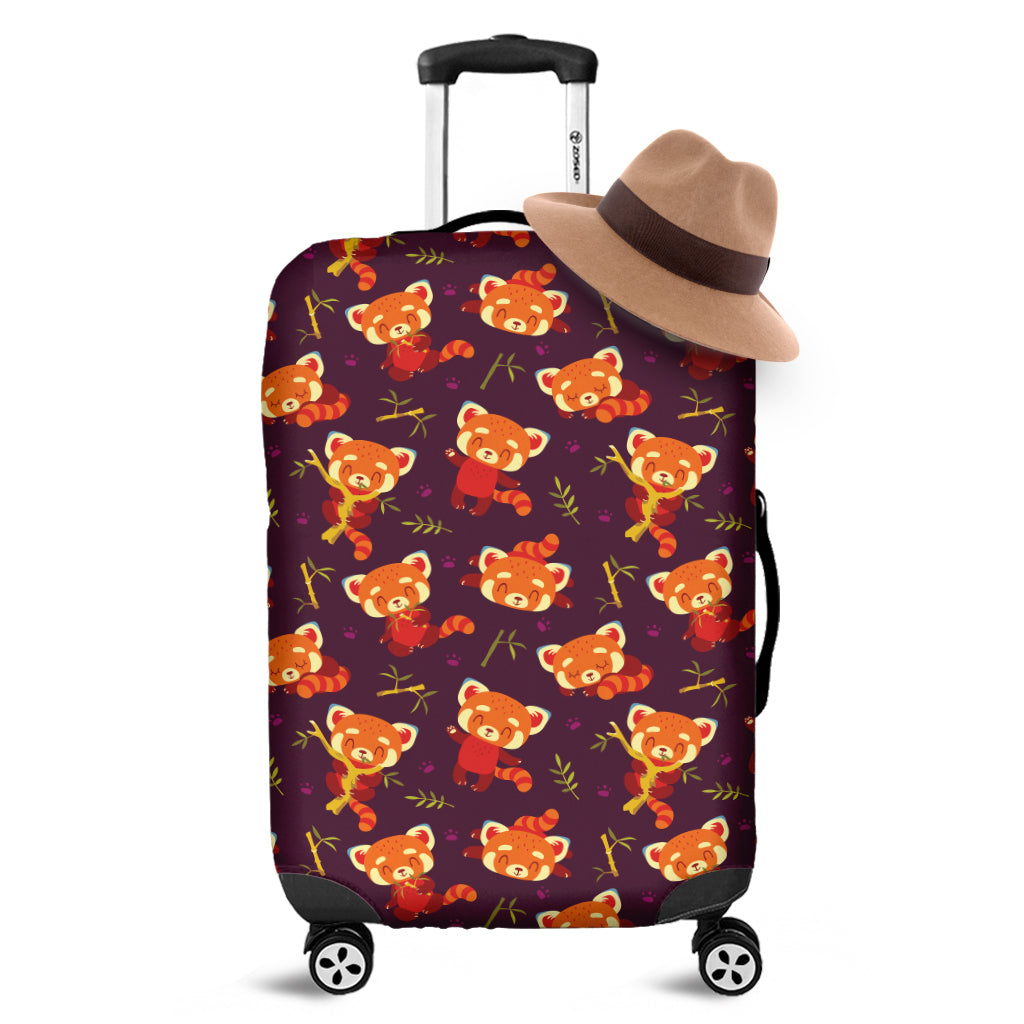 Cute Cartoon Red Panda Pattern Print Luggage Cover