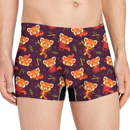 Cute Cartoon Red Panda Pattern Print Men's Boxer Briefs