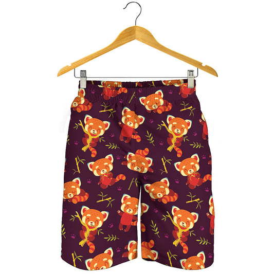Cute Cartoon Red Panda Pattern Print Men's Shorts