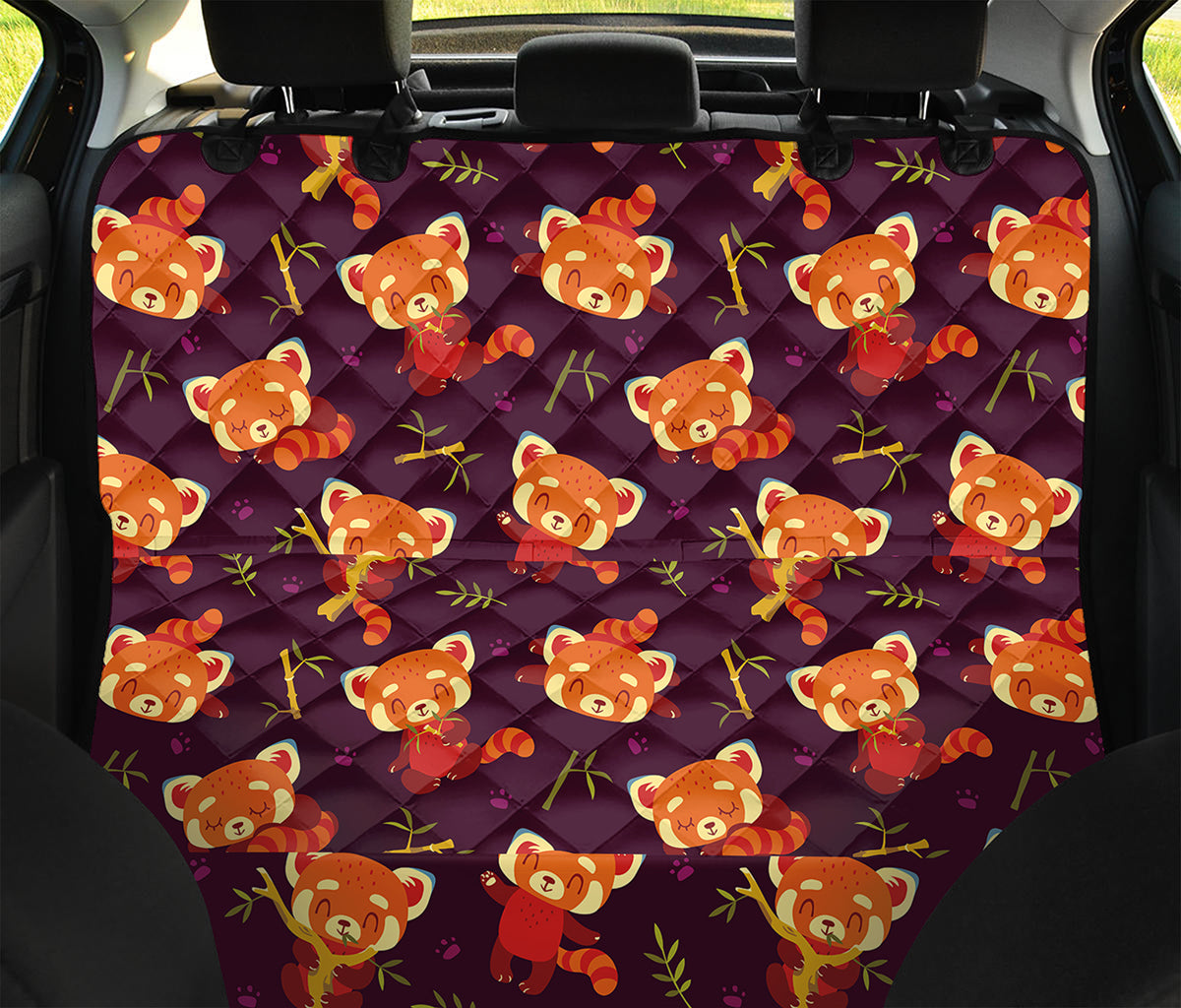 Cute Cartoon Red Panda Pattern Print Pet Car Back Seat Cover