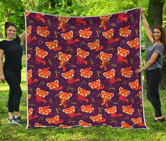 Cute Cartoon Red Panda Pattern Print Quilt
