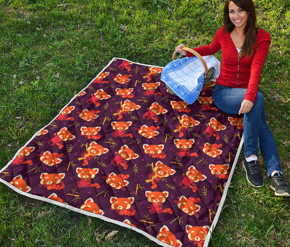 Cute Cartoon Red Panda Pattern Print Quilt