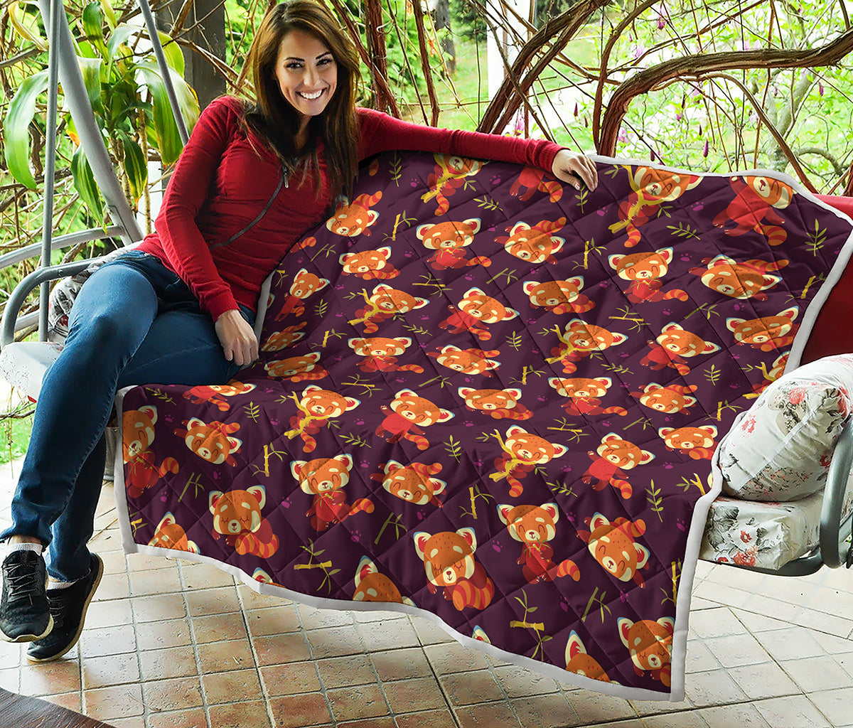 Cute Cartoon Red Panda Pattern Print Quilt