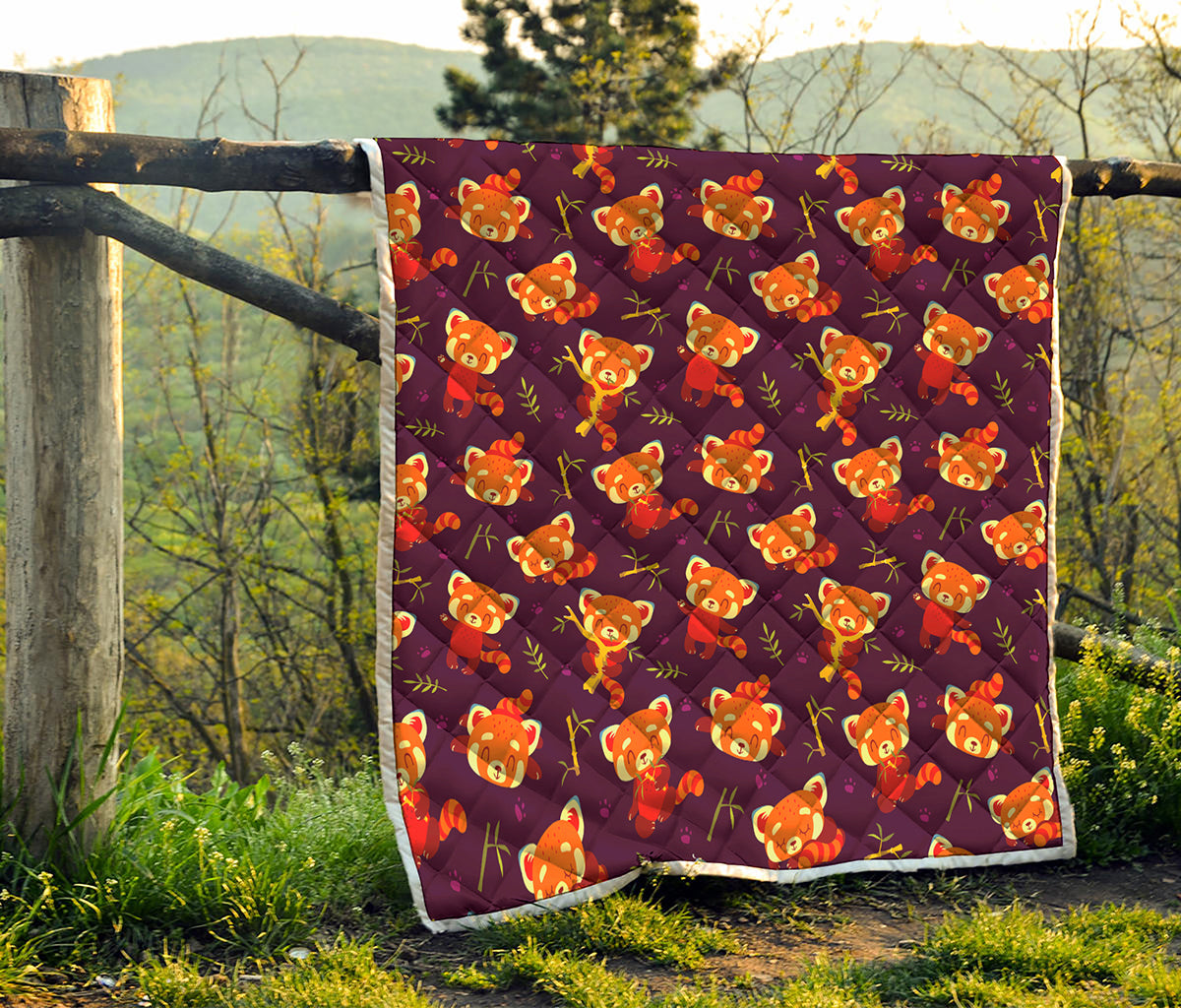 Cute Cartoon Red Panda Pattern Print Quilt