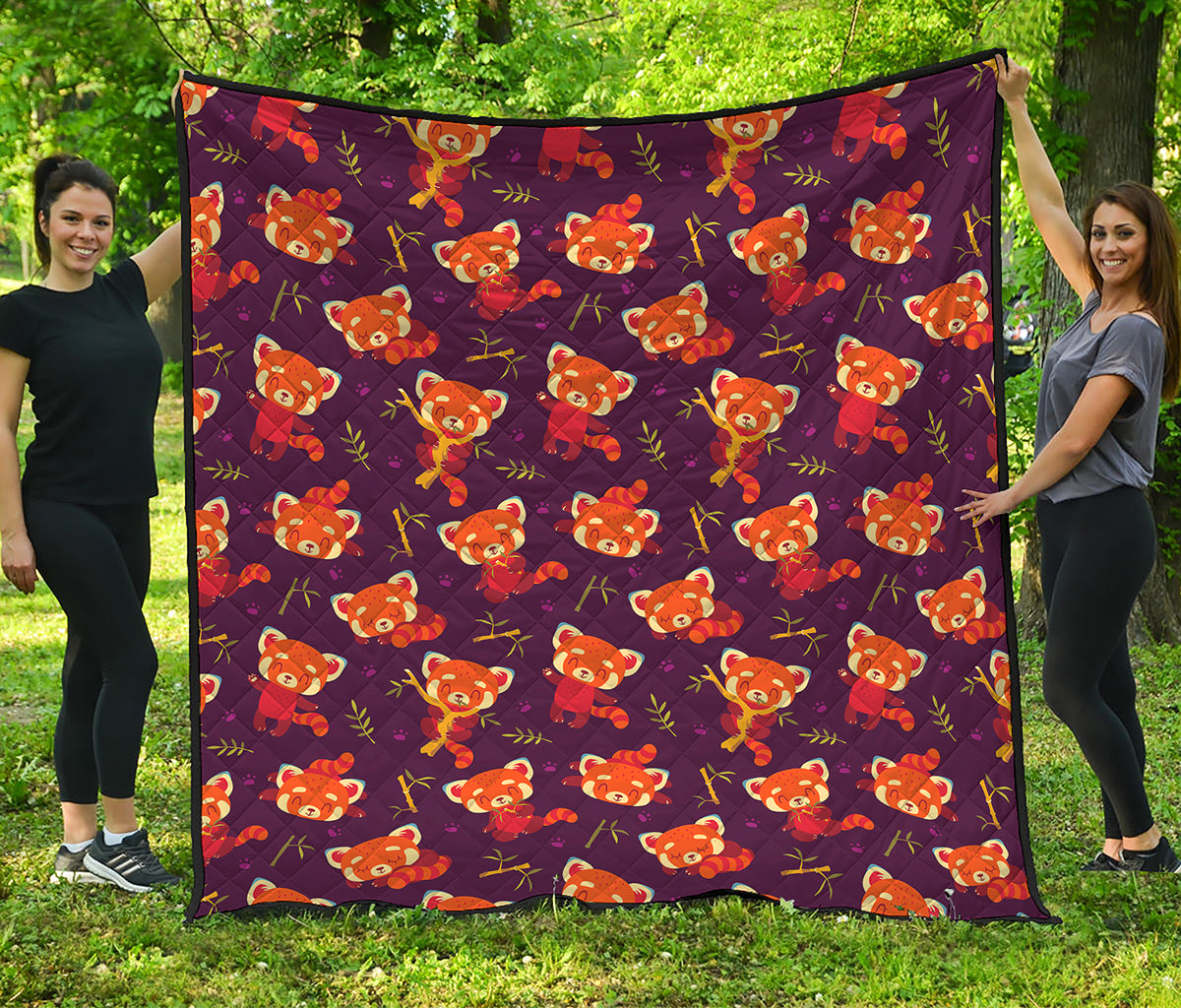 Cute Cartoon Red Panda Pattern Print Quilt