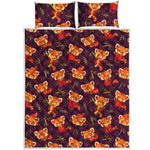 Cute Cartoon Red Panda Pattern Print Quilt Bed Set
