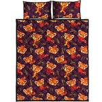 Cute Cartoon Red Panda Pattern Print Quilt Bed Set